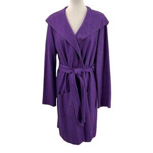 Focus Purple Rayon/Wool Casual Duster Cardigan Size 12 Lagenlook Long Jacket